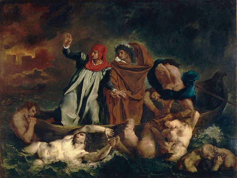Eugene Delacroix Dante and Vergil in hell oil painting picture
